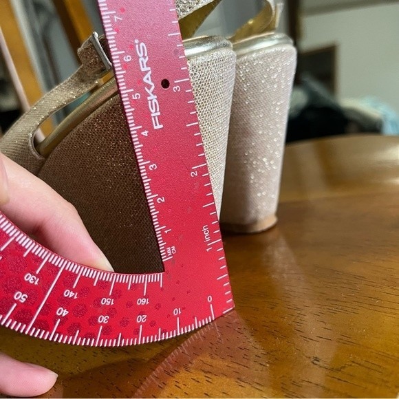 Glitter Gold Wedges Platforms Open toe Back strap - Picture 3 of 7